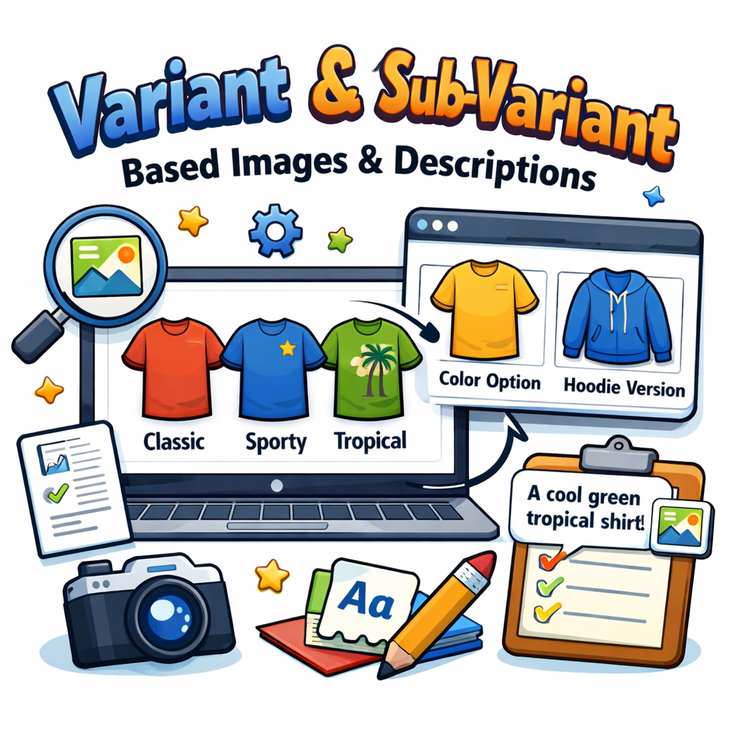 Variant & Sub-Variant Based Images & Descriptions